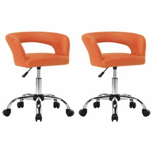 Jídelní židle 2 ks umělá kůže / kov Dekorhome Oranžová