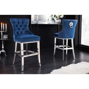 Chesterfield barová židle FRIXON Dekorhome Modrá